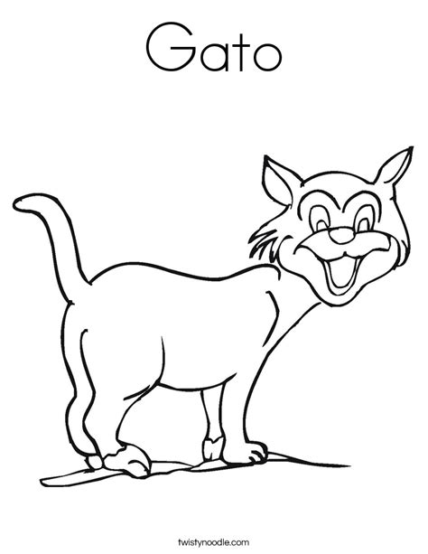 Beginning readers, worksheets, and animal coloring pages. Gato Coloring Page - Twisty Noodle