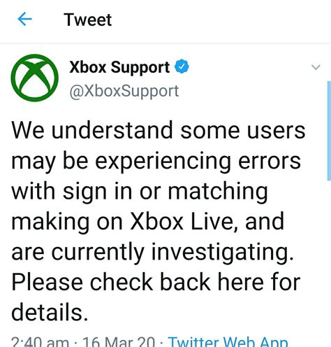 Find out if xbox live is currently down, or if there are any xbox live service issues. Official update Xbox Live servers down - Players unable ...