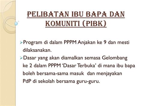 Penglibatan ibubapa dan komuniti adalah digalakkan kerana ia adalah elemen penting dalam pelaksanaan kurikulum prasekolah. WEB RASMI PIBG SMPK VOKASIONAL INDAHPURA: PENGLIBATAN IBU ...