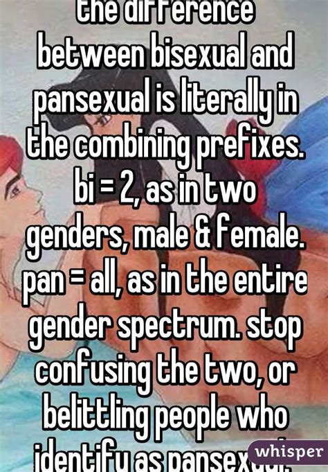 Check spelling or type a new query. the difference between bisexual and pansexual is literally ...