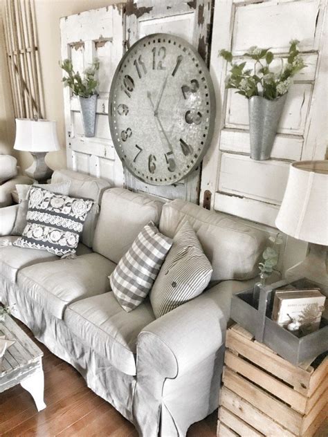 Welcome to our farmhouse living room photo gallery showcasing farmhouse living room design ideas of all types. My New Oversized Farmhouse Clock | Farmhouse living room ...