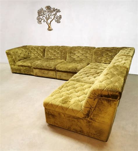 Get the furniture you love today. Vintage green velvet modular sofa by Laauser, 1960s | #109865