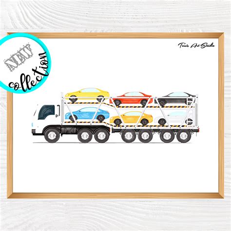 72 results for toy pickup trucks with trailers. Truck trailer car print | Truck watercolor | Instant ...