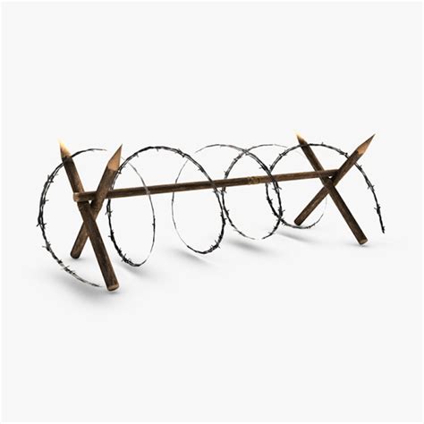 Low poly barbed wire barricade