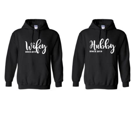 Wifey Hubby Hoodies, Personalised with Wedding Year | Matching hoodies, Hoodies, Wifey