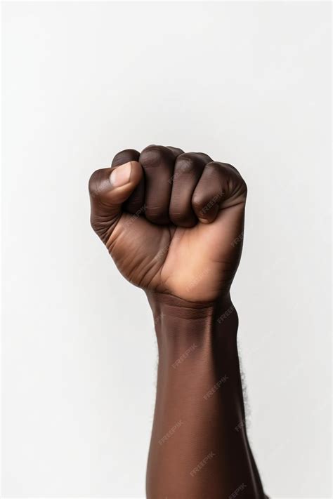 Premium Photo | Revendicative black fist raised in the air black activism protest gesture