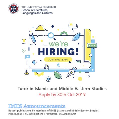 For those seeking or having a job vacancy, please feel free to post. Job Vacancy (Tutor in Islamic & ME Studies) - Life at IMES ...