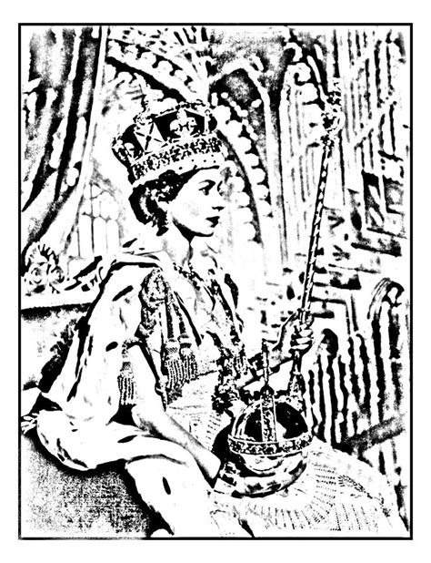 To print the coloring page: Elisabeth ii coronation 1953 - Royal Coloring Pages for ...