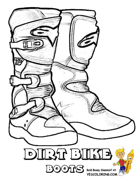 Handle dirt bike coloring sheets. Dirt Bike Boots Coloring Pages Sketch Coloring Page | Bike ...