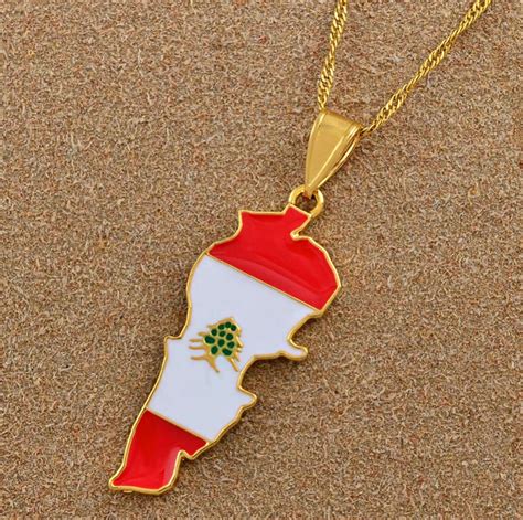 Detaillierte karten von libanon in höher auflosung. 18K vergoldet Libanon Flagge Karte Anhänger Halskette / | Etsy