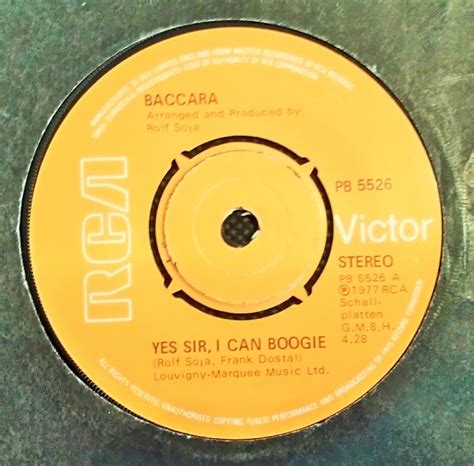 Written by frank dostal and rolf soja, and produced by soja. Baccara Yes Sir, I Can Boogie 7 Inch | Buy from Vinylnet