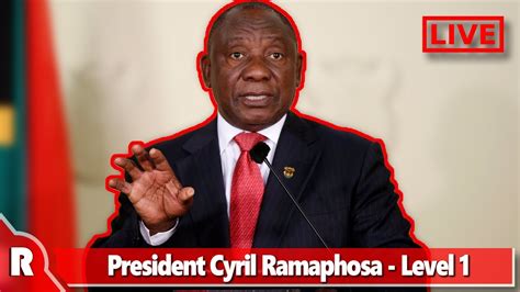 Jul 23, 2021 · the presidency has confirmed on friday that president cyril ramaphosa will address the nation on sunday 25 july before the extended level 4 lockdown measures reach their expiry date at midnight. Level one loading President Cyril Ramaphosa Addresses The ...