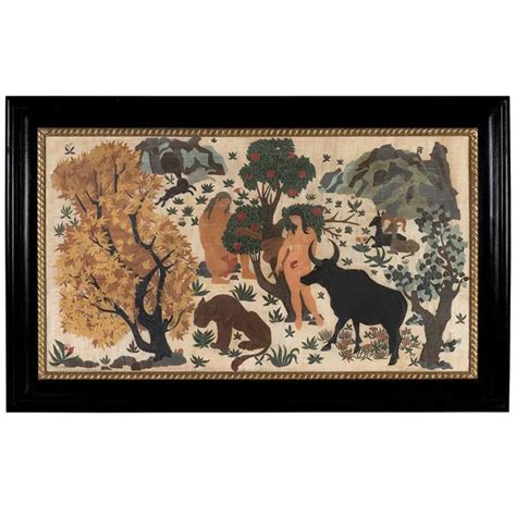 Adam & eve garden decor gllry. A highly impressive and decorative lacquer panel depicting Adam and Eve in the Garden of Eden ...