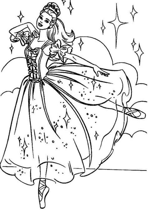 Barbie brushing and drying her hair coloring page for girls printable ; Barbie Princess Amazing Dance Coloring Page : Coloring Sun ...