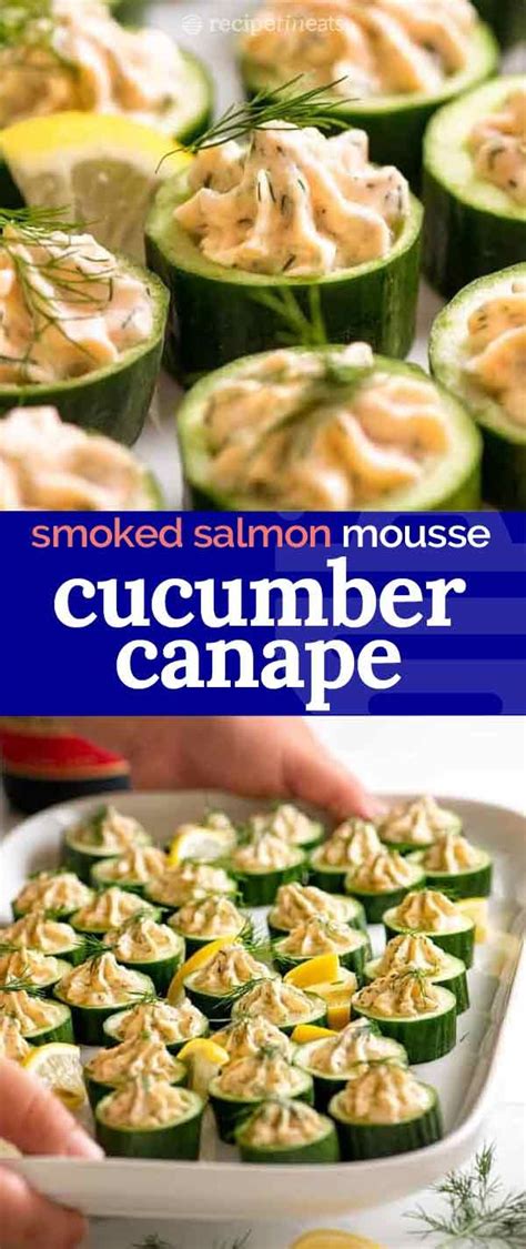 Best salmon mousse recipes from salmon mousse cups recipe. Cucumber Canapés with Smoked Salmon Mousse | Recipe in 2020 | Yummy healthy breakfast, Smoked ...