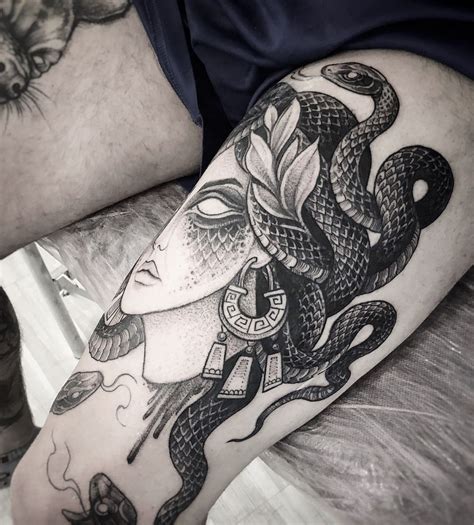 Black and white snake tattoo meaning. #blackart #blxckink #blackworkerssubmission #medusa # ...