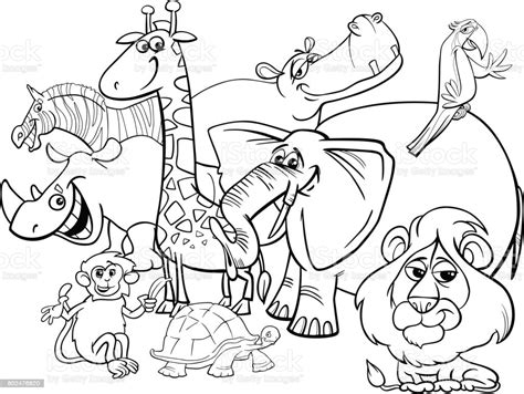 This page has a lot of free printable animal's house coloring page for kids,parents and preschool teachers. Cartoon Safari Animals Coloring Page Stock Illustration ...
