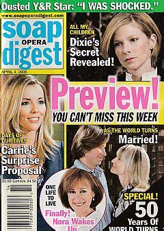 He enjoyed most sports, including football, basketball, baseball, and skiing. 4-4-06 Soap Opera Digest AS THE WORLD TURNS 50th ANNIV ...