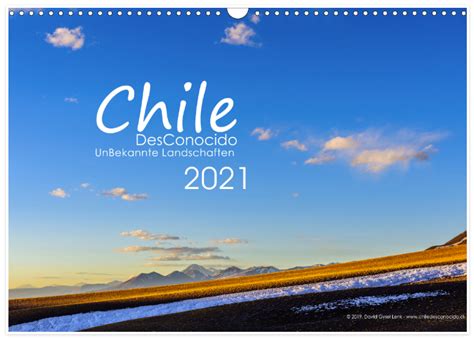 Este calendario anual del 2021 es muy práctico. Calendar Chile DesConocido 2021 | Outdoor Photographer ...