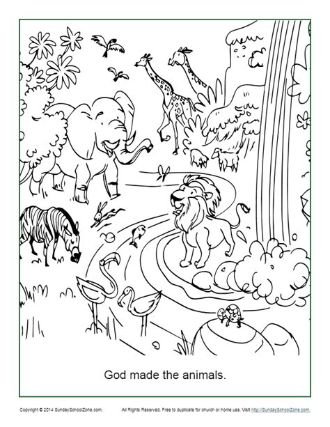 Days of creation coloring pages ministry to children. God Made the Animals Coloring Page