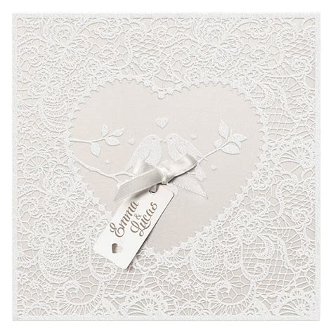 Hochzeitseinladung "Allison" in Creme mit Schleife und ...