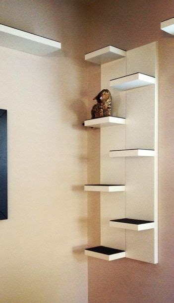 The most common cat stairs wall material is paper. Great idea! use two Lack wall shelves from ikea and ...