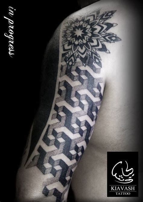 It is the same place where popular pop singer rihanna have some tattoo design. 3D geometric blackwork and mandala tattoo