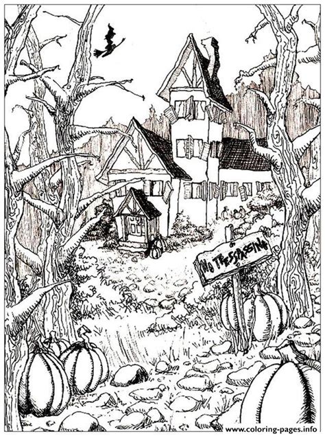 The ghouls of the haunted mansion invite you to shop. Halloween Adult Haunted House And Pumpkins Coloring Pages ...