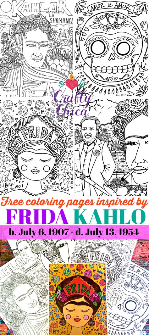 I created one piece of artwork for the book and enjoyed it so much that i am now creating my own series of colouring pages. Free Frida Kahlo Coloring Pages | Coloring pages, Frida ...