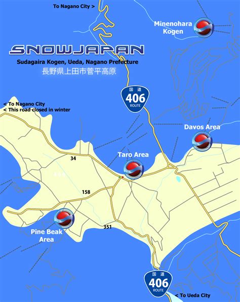 It is surrounded by 8 prefectures. Sugadaira Kogen Map | Ueda City | Nagano Prefecture | Town Maps | Travel | SnowJapan