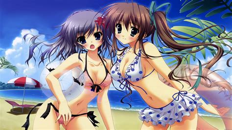 Maybe you would like to learn more about one of these? Anime girls blue and brown hair blue eyes swimsuit beach wallpaper | 1920x1080 | 790274 ...