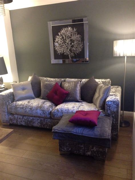 Some of our most popular bright colours include red, yellow, ochre, pink, lilac, orange, green or blue. Crushed velvet sofa. Love it! Pink accent cushions with ...