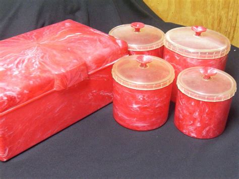 Wooden bread storage box made by pakistan onyx marble. Vintage 40s MCM Red Marble Hard Plastic Lucite Kitchen ...