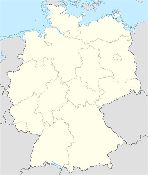 Alemania está situada en una posición central en europa, a caballo entre el este y el oeste. Mapa mudo de Alemania - mapa.owje.com