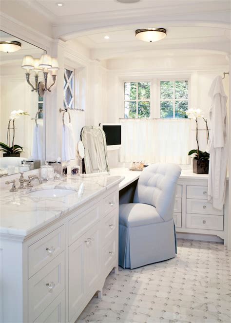 Since the storage is built with the basin, this furniture will dress up your bathroom's look without even taking too much space. Built In Makeup Vanity - Traditional - bathroom - Benson ...
