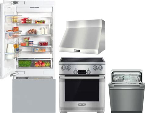 4 piece kitchen appliances package with bottom freezer refrigerator, gas range and dishwasher in stainless steel. Miele MIRERADWRH126 4 Piece Kitchen Appliances Package ...