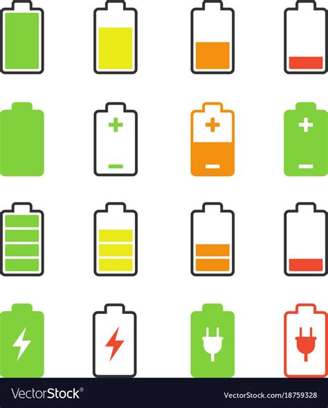 Not suitable for some battery chemistries, e.g. Battery set charge and discharge rates icons Vector Image