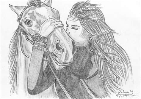 I believe that drawing and painting are skills that can be learned by anyone. lady with a #horse #horse #passion #pencil_sketch | My ...