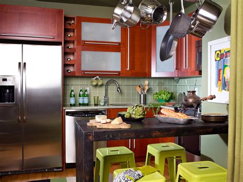 With drawer refrigerator and freezer on island. Small Kitchen Cabinets: Pictures, Ideas & Tips From HGTV ...