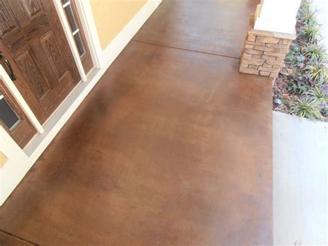 A front porch that is in good condition with no structural damage can be resurfaced by concrete staining. Stained Concrete for Exterior Porches & Patios ...