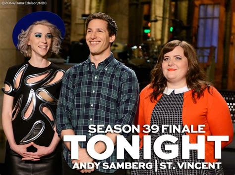 Andy samberg, who left this summer, is taking a somewhat different approach. Andy Samberg, St. Vincent, season finale... Need we say ...