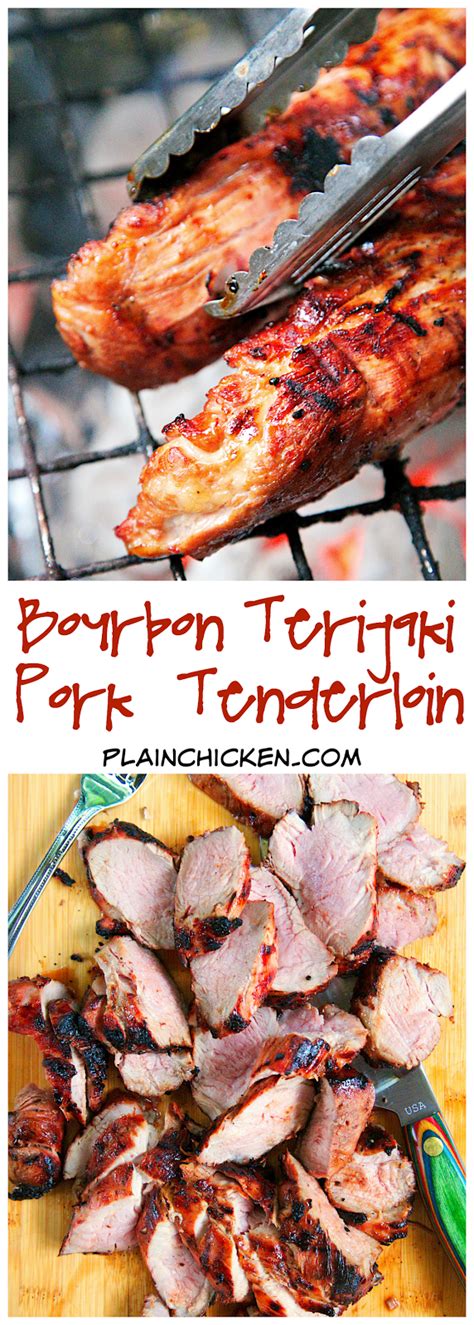 Baked pork tenderloin at it's finest! Bourbon Teriyaki Pork Tenderloin | Plain Chicken