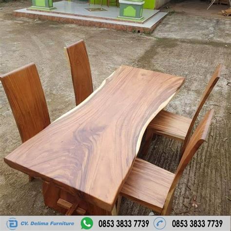 Jual meja kayu munggur solid terlaris harga murah. Jual Set Meja Makan Kayu Trembesi Mewah Elegant Harga Murah