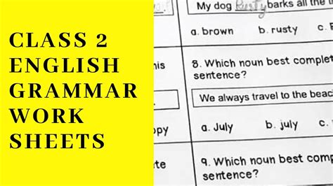 Cbse worksheets for class 2 contains all the important questions on maths, english, hindi, moral science, social science, general knowledge, computers, environmental studies and languages as per cbse syllabus. English Grammar Worksheets for class 2 - YouTube