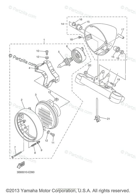 1997 yamaha up t 1100's connecting rod 2000 yamaha v star 1100 headlight 2000 yamaha v star 650 oem exhaust 2001 yamaha v star custom 1100 front forks 2002 yamaha v star 1100 oil filter cap /description cast iron with two seals one orange/one black,3 bolt holes. Yamaha Motorcycle 2007 OEM Parts Diagram for Headlight | Partzilla.com