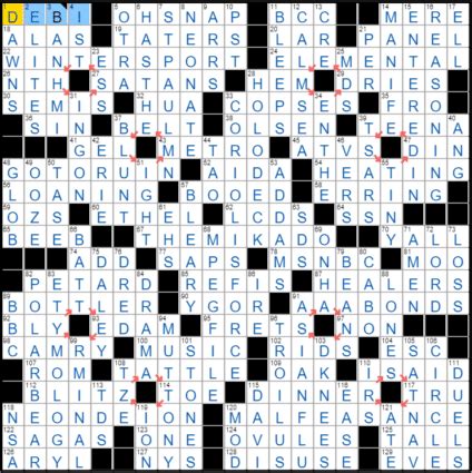 After an impressive showing at the beginning of the game, she earned herself a shot at the bonus round. 0117-16 New York Times Crossword Answers 17 Jan 16, Sunday ...