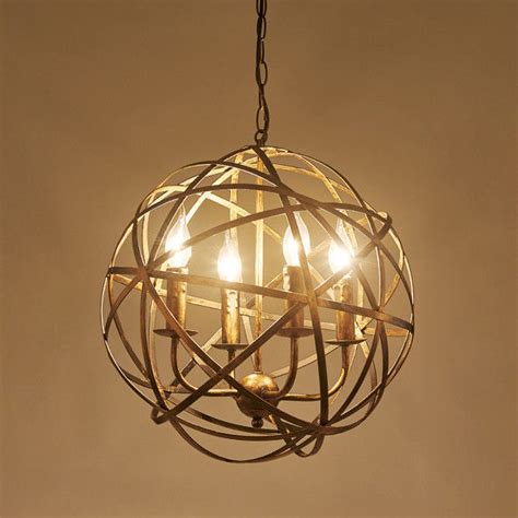 Shop globe brass pendant lighting at lumens.com. Antique Brass Ceiling Fixture Orb Cage 4-Light Suspended Globe Retro Chandelier | eBay