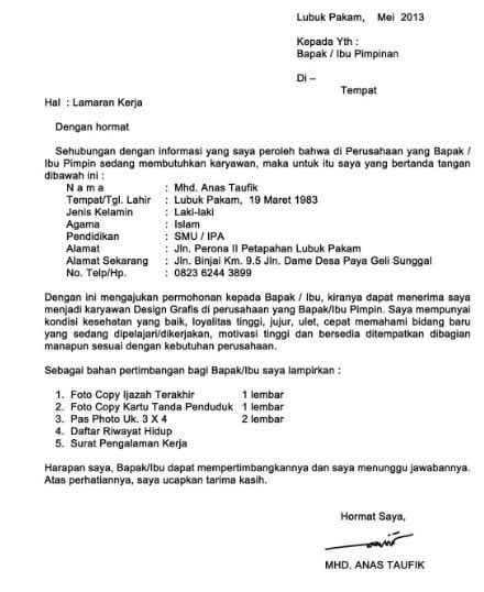 Surat lamaran, surat pengantar, surat motivasi merupakan sebuah surat pengantar yang melekat pada, atau yang menyertai dokumen lain misalnya seperti resume atau curriculum vitae. Cara Membuat Lamaran Kerja Via Email | Akuntasi