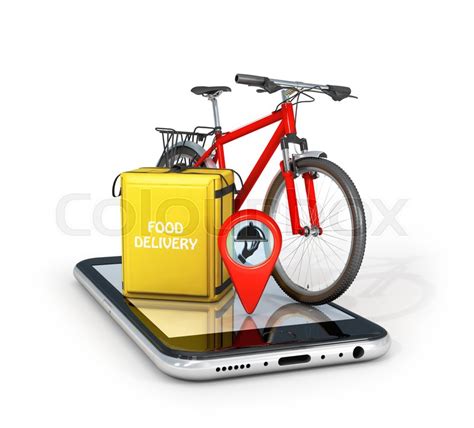 Epicenter app for food allergies. Food delivery, mobile application, 3d ... | Stock image ...