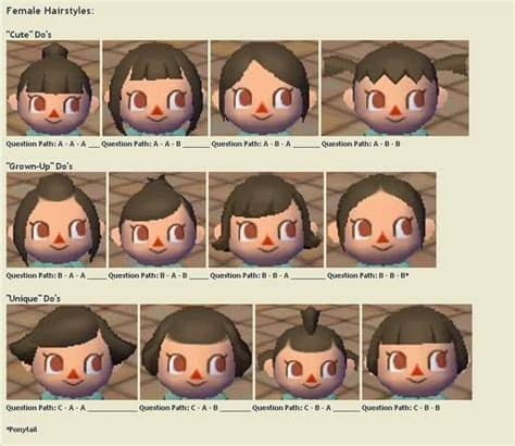 These questions will determine how your character looks and where your house will be located in your new town. Hairstyle Guide Animal Crossing City Folk | Animal ...